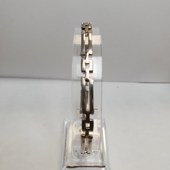 Vintage STERLING SILVER BRACELET Fancy Mid Century Modern Link Retro Unisex - Picture 1 of 4